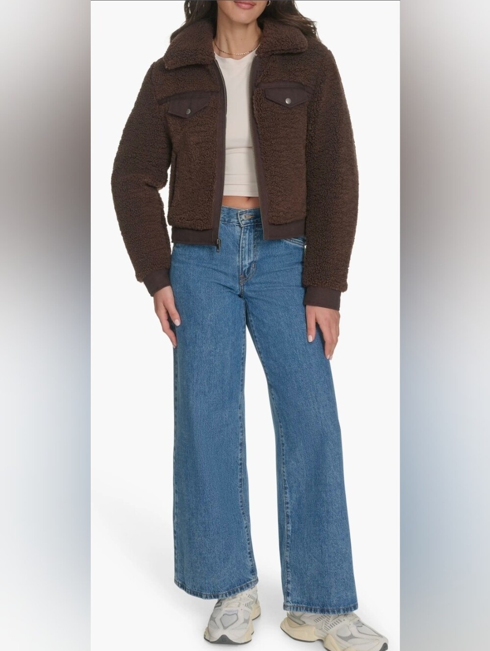 Levi's Fleece & Denim Bomber Jacket Size L